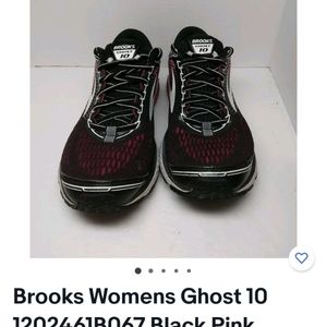 Brooks Womens Ghost 10 1202461B067 Black Pink Running Shoes Size 9.5